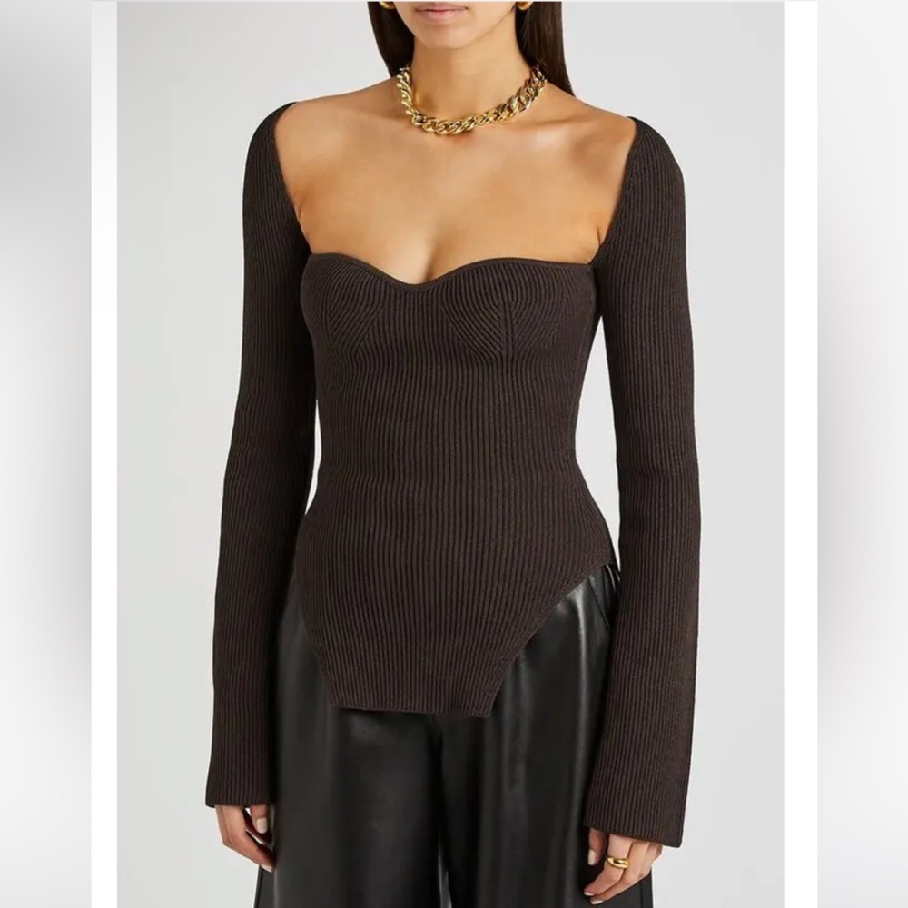 Khaite brown Maddy ribbed knit top
